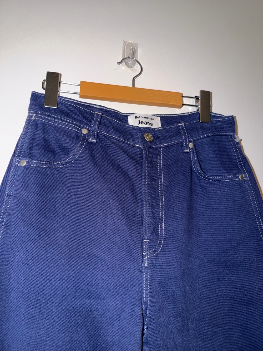Reformation Straight Leg Jeans in Deep Blue - Picture 4 of 9